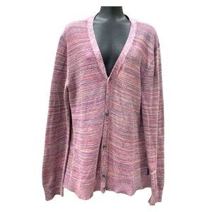 Armani Exchange A|X Pink Space Dye Preppy Knit Sweater Cardigan Size Medium